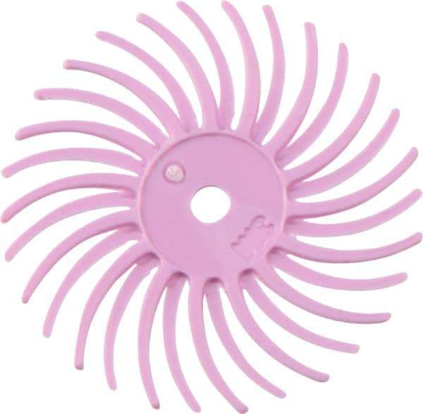 3M - 3/4" Diam, 1/16" Max Face Width, Shank Radial Bristle Brush - 400 Grit, Super Fine Grade, 35,000 Max RPM, Pink - Industrial Tool & Supply