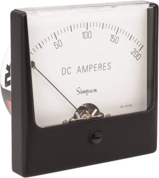 Simpson Electric - Analog, DC Ammeter, Panel Meter - 60 Hz, 10 Ohms at 60 Hz - Industrial Tool & Supply
