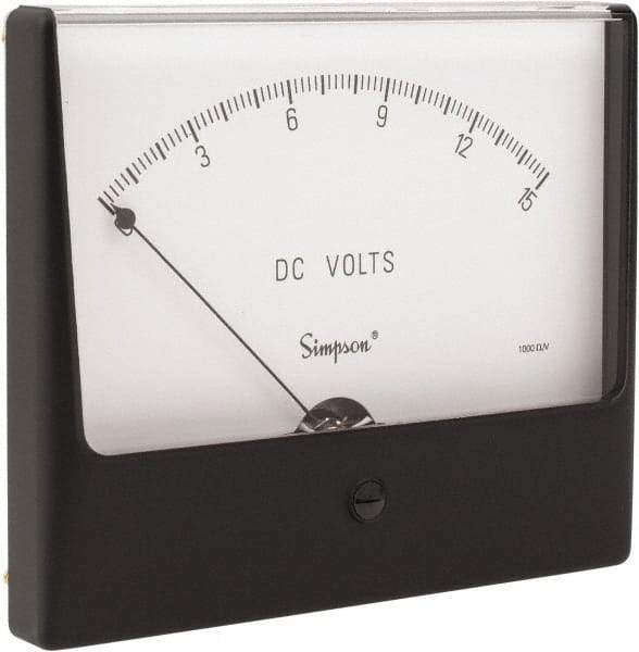 Simpson Electric - Analog, DC Voltmeter, Panel Meter - 60 Hz, 1000 Ohms at 60 Hz, 15 VDC - Industrial Tool & Supply
