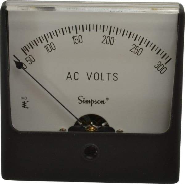 Simpson Electric - Analog, AC Voltmeter, Panel Meter - 60 Hz, 50000 Ohms at 60 Hz, 300 VAC - Industrial Tool & Supply