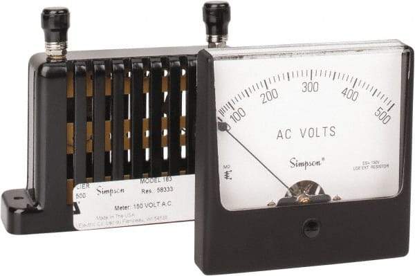 Simpson Electric - Analog, AC Voltmeter, Panel Meter - 60 Hz, 83333 Ohms at 60 Hz, 500 VAC - Industrial Tool & Supply