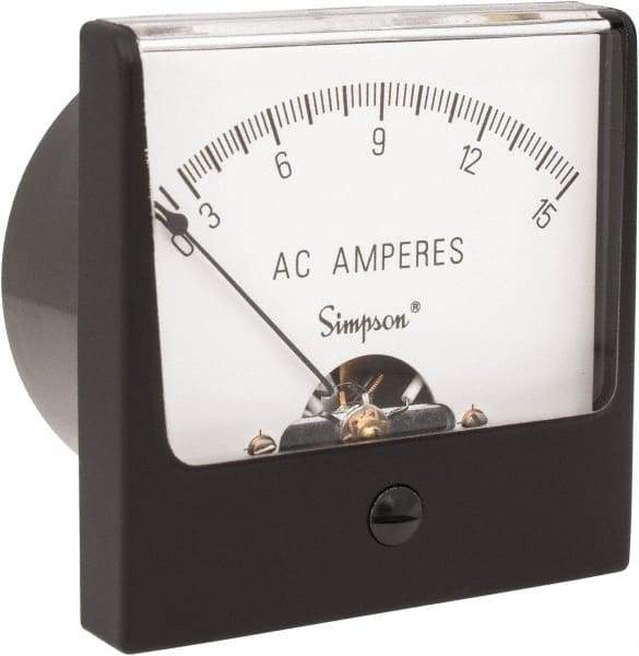 Simpson Electric - Analog, AC Ammeter, Panel Meter - 60 Hz, 0.0025 Ohms at 60 Hz - Industrial Tool & Supply