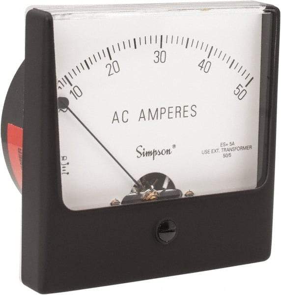 Simpson Electric - Analog, AC Ammeter, Panel Meter - 60 Hz, 0.008 Ohms at 60 Hz - Industrial Tool & Supply