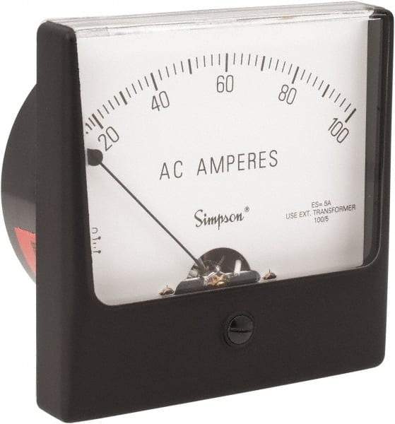 Simpson Electric - Analog, AC Ammeter, Panel Meter - 60 Hz, 0.008 Ohms at 60 Hz - Industrial Tool & Supply