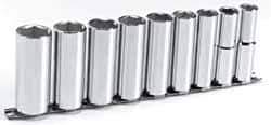 Blackhawk by Proto - 9 Piece 1/2" Drive Deep Well Socket Set - 6 Points, 1/2" to 1" Range, Inch Measurement Standard - Industrial Tool & Supply