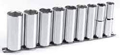 Blackhawk by Proto - 9 Piece 1/2" Drive Deep Well Socket Set - 6 Points, 1/2" to 1" Range, Inch Measurement Standard - Industrial Tool & Supply