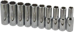Blackhawk by Proto - 10 Piece 1/2" Drive Deep Well Socket Set - 12 Points, 10mm to 19mm Range, Metric Measurement Standard - Industrial Tool & Supply