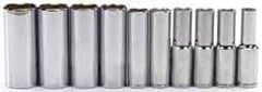 Blackhawk by Proto - 10 Piece 1/2" Drive Deep Well Socket Set - 6 Points, 10mm to 19mm Range, Metric Measurement Standard - Industrial Tool & Supply