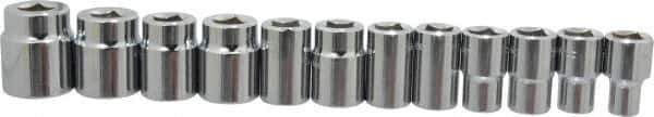 Blackhawk by Proto - 11 Piece 1/2" Drive Socket Set - 6 Points, 3/8" to 1" Range, Inch Measurement Standard - Industrial Tool & Supply