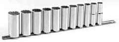 Blackhawk by Proto - 11 Piece 1/2" Drive Deep Well Socket Set - 12 Points, 1/2" to 1-1/8" Range, Inch Measurement Standard - Industrial Tool & Supply