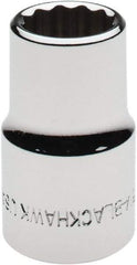 Blackhawk by Proto - 1/2" Drive, Standard Hand Socket - 12 Points, 1-1/2" OAL, Chrome Finish - Industrial Tool & Supply