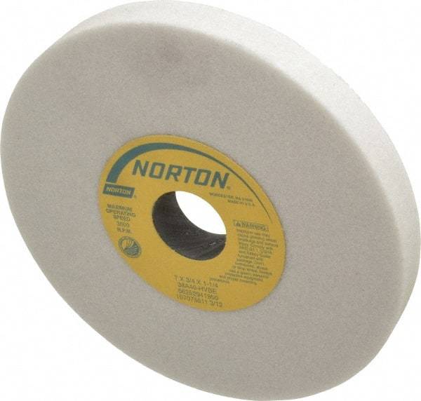 Norton - 7" Diam x 1-1/4" Hole x 3/4" Thick, H Hardness, 46 Grit Surface Grinding Wheel - Aluminum Oxide, Type 1, Coarse Grade, 3,600 Max RPM, Vitrified Bond, No Recess - Industrial Tool & Supply