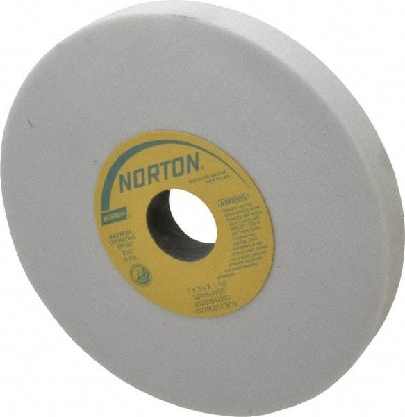 Norton - 7" Diam x 1-1/4" Hole x 3/4" Thick, I Hardness, 60 Grit Surface Grinding Wheel - Aluminum Oxide, Type 1, Medium Grade, 3,600 Max RPM, Vitrified Bond, No Recess - Industrial Tool & Supply