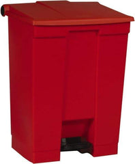 Rubbermaid - 18 Gal Rectangle Unlabeled Trash Can - 26-1/2" High x 19-3/4" Long x 16-1/8" Wide, Red, High-Density Polyethylene - Industrial Tool & Supply