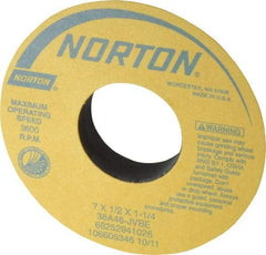 Norton - 7" Diam x 1-1/4" Hole x 1/2" Thick, J Hardness, 46 Grit Surface Grinding Wheel - Aluminum Oxide, Type 1, Coarse Grade, 3,600 Max RPM, Vitrified Bond, No Recess - Industrial Tool & Supply