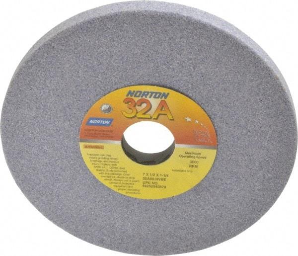 Norton - 7" Diam x 1-1/4" Hole x 1/2" Thick, H Hardness, 60 Grit Surface Grinding Wheel - Aluminum Oxide, Type 1, Medium Grade, 3,600 Max RPM, Vitrified Bond, No Recess - Industrial Tool & Supply