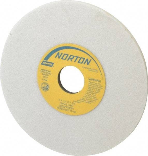 Norton - 7" Diam x 1-1/4" Hole x 1/4" Thick, I Hardness, 46 Grit Surface Grinding Wheel - Aluminum Oxide, Type 1, Coarse Grade, 3,600 Max RPM, Vitrified Bond, No Recess - Industrial Tool & Supply