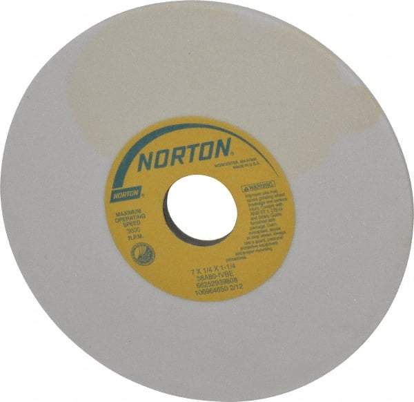 Norton - 7" Diam x 1-1/4" Hole x 1/4" Thick, I Hardness, 80 Grit Surface Grinding Wheel - Aluminum Oxide, Type 1, Medium Grade, 3,600 Max RPM, Vitrified Bond, No Recess - Industrial Tool & Supply