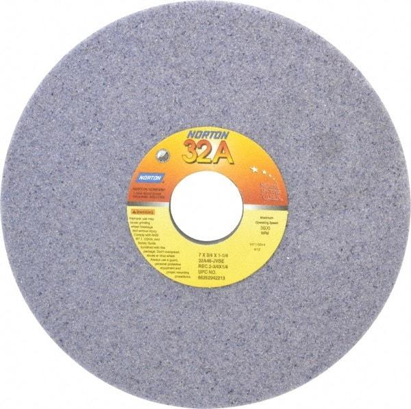 Norton - 7" Diam x 1-1/4" Hole x 3/4" Thick, J Hardness, 46 Grit Surface Grinding Wheel - Aluminum Oxide, Type 5, Coarse Grade, 3,600 Max RPM, Vitrified Bond, One-Side Recess - Industrial Tool & Supply