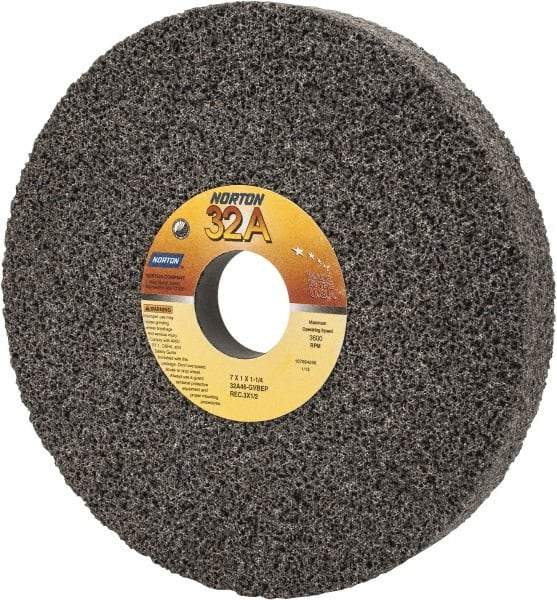 Norton - 7" Diam x 1-1/4" Hole x 1" Thick, G Hardness, 46 Grit Surface Grinding Wheel - Aluminum Oxide, Type 5, Coarse Grade, 3,600 Max RPM, Vitrified Bond, One-Side Recess - Industrial Tool & Supply