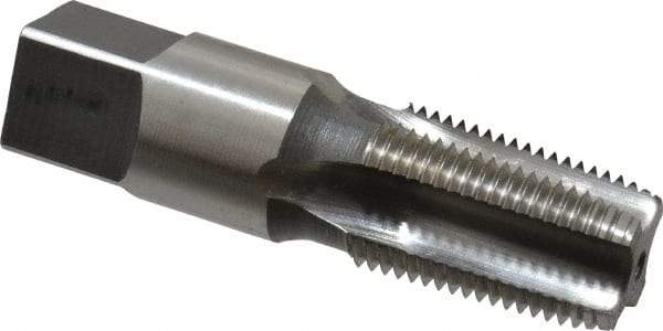 Reiff & Nestor - 3/8-18 NPTF Thread, 4 Flute Standard Pipe Tap - 2-9/16" OAL, 1-1/16" Thread Length, 0.7" Shank Diam, Bright Finish, High Speed Steel - Exact Industrial Supply