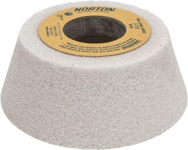 Norton - 4" Diam, 1-1/4" Hole Size, 1-1/2" Overall Thickness, 46 Grit, Type 11 Tool & Cutter Grinding Wheel - Coarse Grade, Aluminum Oxide, J Hardness, Vitrified Bond, 5,730 RPM - Industrial Tool & Supply