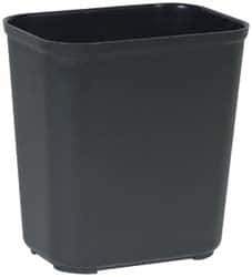 Rubbermaid - 28 Qt Black Rectangle Trash Can - Fiberglass, 14" High x 16-1/2" Long x 9" Wide - Industrial Tool & Supply