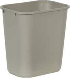 Rubbermaid - 28 Qt Beige Rectangle Trash Can - Polyethylene, 15" High x 14-3/8" Long x 10-1/4" Wide - Industrial Tool & Supply