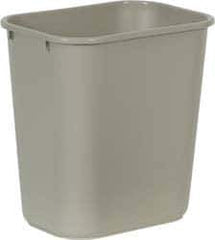 Rubbermaid - 28 Qt Beige Rectangle Trash Can - Polyethylene, 15" High x 14-3/8" Long x 10-1/4" Wide - Industrial Tool & Supply