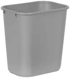 Rubbermaid - 28 Qt Gray Rectangle Trash Can - Polyethylene, 15" High x 14-3/8" Long x 10-1/4" Wide - Industrial Tool & Supply