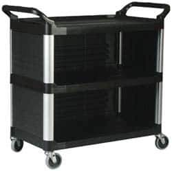 Rubbermaid - 300 Lb Capacity, 20" Wide x 40-5/8" Long x 41-13/16" High Standard Utility Cart - 3 Shelf, Plastic - Industrial Tool & Supply