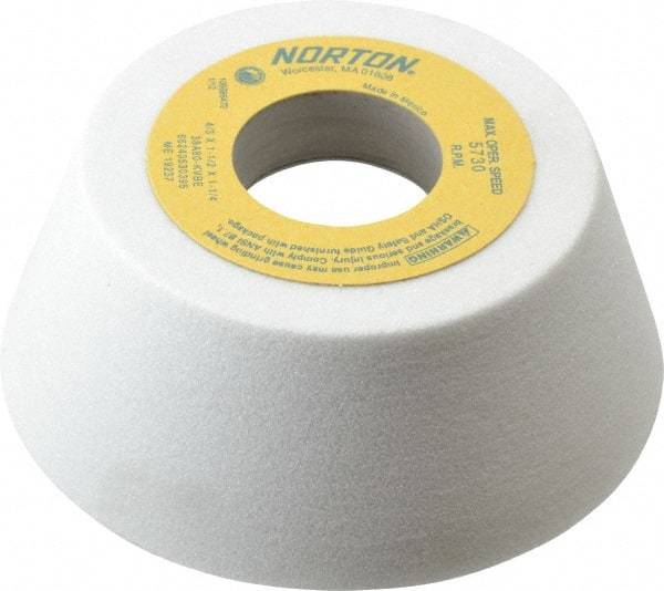 Norton - 4" Diam, 1-1/4" Hole Size, 1-1/2" Overall Thickness, 80 Grit, Type 11 Tool & Cutter Grinding Wheel - Medium Grade, Aluminum Oxide, K Hardness, Vitrified Bond, 5,730 RPM - Industrial Tool & Supply
