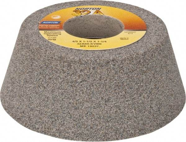 Norton - 4" Diam, 1-1/4" Hole Size, 1-1/2" Overall Thickness, 60 Grit, Type 11 Tool & Cutter Grinding Wheel - Medium Grade, Aluminum Oxide, K Hardness, Vitrified Bond, 5,730 RPM - Industrial Tool & Supply