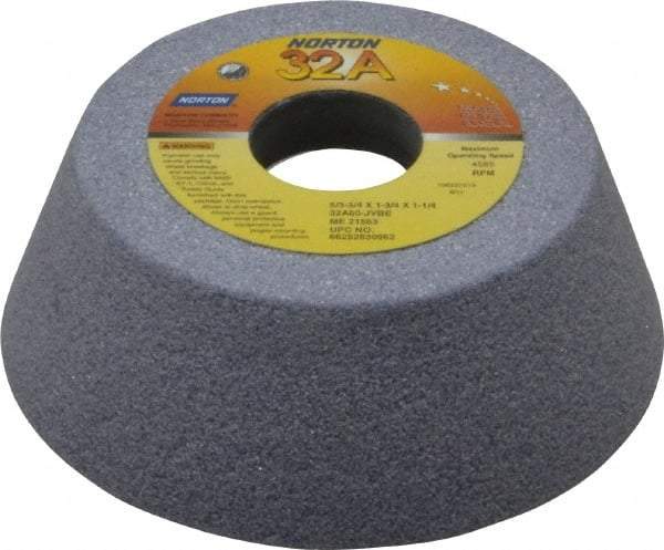 Norton - 6" Diam, 1-1/4" Hole Size, 2" Overall Thickness, 46 Grit, Type 11 Tool & Cutter Grinding Wheel - Coarse Grade, Aluminum Oxide, J Hardness, Vitrified Bond, 3,820 RPM - Industrial Tool & Supply