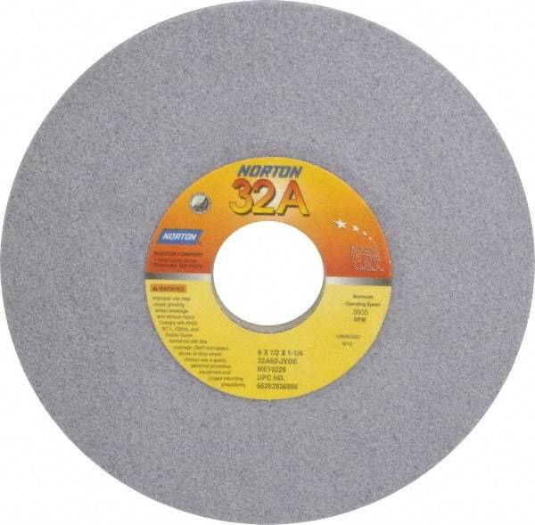 Norton - 6" Diam, 1-1/4" Hole Size, 1/2" Overall Thickness, 60 Grit, Type 12 Tool & Cutter Grinding Wheel - Medium Grade, Aluminum Oxide, J Hardness, Vitrified Bond, 4,140 RPM - Industrial Tool & Supply