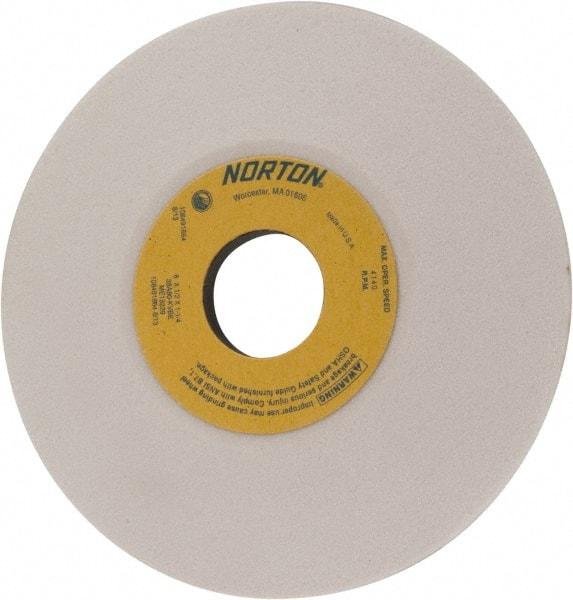 Norton - 6" Diam, 1-1/4" Hole Size, 1/2" Overall Thickness, 80 Grit, Type 12 Tool & Cutter Grinding Wheel - Medium Grade, Aluminum Oxide, K Hardness, Vitrified Bond, 4,140 RPM - Industrial Tool & Supply