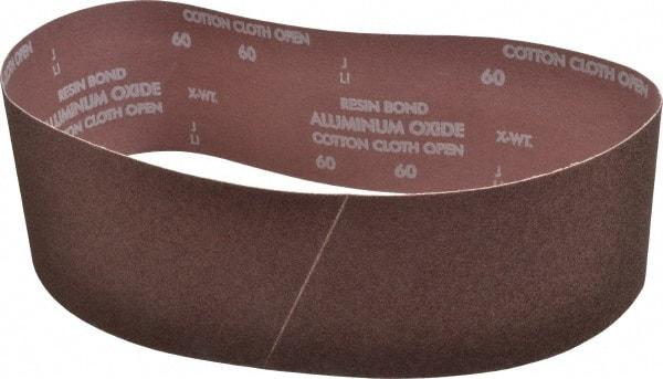 Norton - 4" Wide x 36" OAL, 60 Grit, Aluminum Oxide Abrasive Belt - Aluminum Oxide, Medium, Coated, X Weighted Cloth Backing, Series R228 - Industrial Tool & Supply