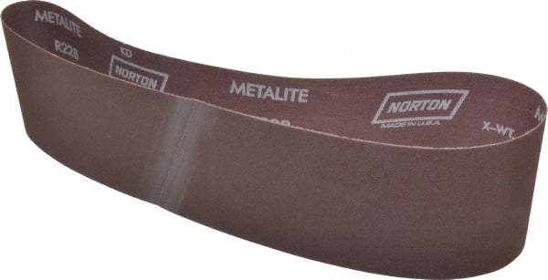 Norton - 4" Wide x 36" OAL, 180 Grit, Aluminum Oxide Abrasive Belt - Aluminum Oxide, Very Fine, Coated, X Weighted Cloth Backing, Series R228 - Industrial Tool & Supply
