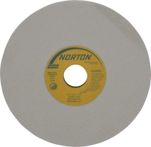 Norton - 8" Diam x 1-1/4" Hole x 1/4" Thick, I Hardness, 60 Grit Surface Grinding Wheel - Aluminum Oxide, Type 1, Medium Grade, 3,600 Max RPM, Vitrified Bond, No Recess - Industrial Tool & Supply