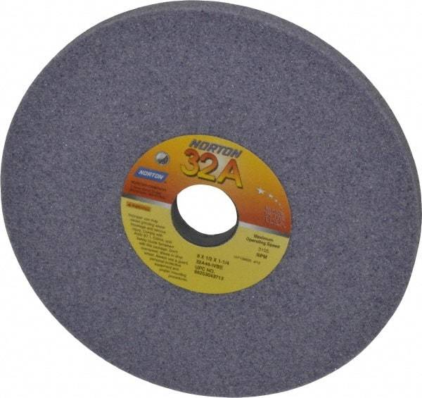 Norton - 8" Diam x 1-1/4" Hole x 1/2" Thick, I Hardness, 46 Grit Surface Grinding Wheel - Aluminum Oxide, Type 1, Coarse Grade, 3,105 Max RPM, Vitrified Bond, No Recess - Industrial Tool & Supply
