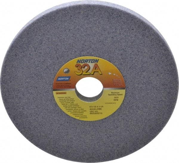 Norton - 8" Diam x 1-1/4" Hole x 1/2" Thick, J Hardness, 46 Grit Surface Grinding Wheel - Aluminum Oxide, Type 1, Coarse Grade, 3,600 Max RPM, Vitrified Bond, No Recess - Industrial Tool & Supply