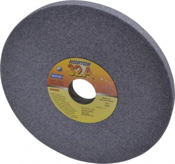 Norton - 8" Diam x 1-1/4" Hole x 1/2" Thick, K Hardness, 46 Grit Surface Grinding Wheel - Aluminum Oxide, Type 1, Coarse Grade, 3,600 Max RPM, Vitrified Bond, No Recess - Industrial Tool & Supply
