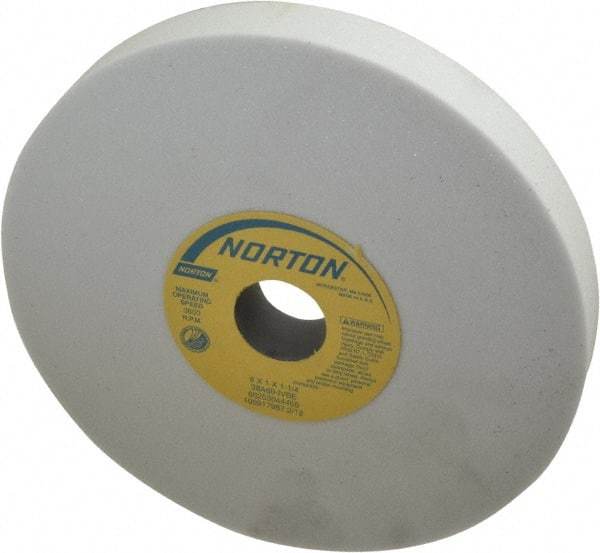 Norton - 8" Diam x 1-1/4" Hole x 1" Thick, I Hardness, 60 Grit Surface Grinding Wheel - Aluminum Oxide, Type 1, Medium Grade, 3,600 Max RPM, Vitrified Bond, No Recess - Industrial Tool & Supply