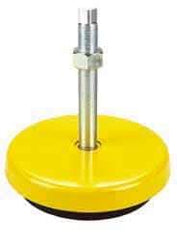 Tech Products - 13000 Lb Capacity, 1-14 Thread, Steel Stud, Studded Socket Mount Leveling Mount - 8" Stud Length, 9 Base Diam, Neoprene Pad, 1" Hex - Industrial Tool & Supply