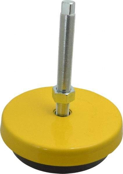 Tech Products - 13000 Lb Capacity, 1-14 Thread, Steel Stud, Studded Socket Mount Leveling Mount - 8" Stud Length, 9 Base Diam, Neoprene Pad, 1" Hex - Industrial Tool & Supply