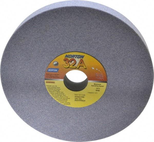 Norton - 8" Diam x 1-1/4" Hole x 1" Thick, I Hardness, 60 Grit Surface Grinding Wheel - Aluminum Oxide, Type 1, Medium Grade, 3,600 Max RPM, Vitrified Bond, No Recess - Industrial Tool & Supply