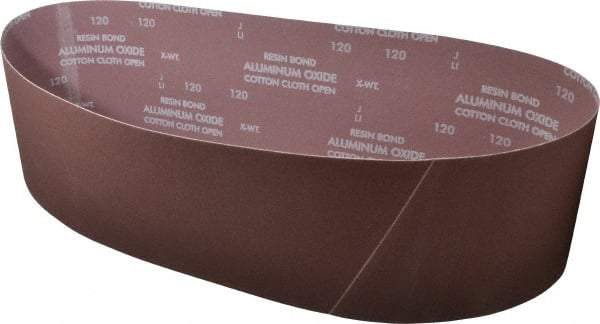 Norton - 6" Wide x 48" OAL, 120 Grit, Aluminum Oxide Abrasive Belt - Aluminum Oxide, Fine, Coated, X Weighted Cloth Backing, Series R228 - Industrial Tool & Supply