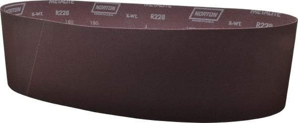 Norton - 6" Wide x 48" OAL, 180 Grit, Aluminum Oxide Abrasive Belt - Aluminum Oxide, Very Fine, Coated, X Weighted Cloth Backing, Series R228 - Industrial Tool & Supply