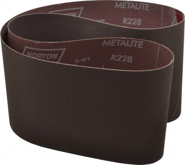 Norton - 6" Wide x 48" OAL, 320 Grit, Aluminum Oxide Abrasive Belt - Aluminum Oxide, Extra Fine, Coated, X Weighted Cloth Backing, Series R228 - Industrial Tool & Supply