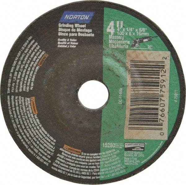 Norton - 10" Diam x 3" Hole x 3/4" Thick, I Hardness, 60 Grit Surface Grinding Wheel - Aluminum Oxide, Type 1, Medium Grade, 2,485 Max RPM, Vitrified Bond, No Recess - Industrial Tool & Supply
